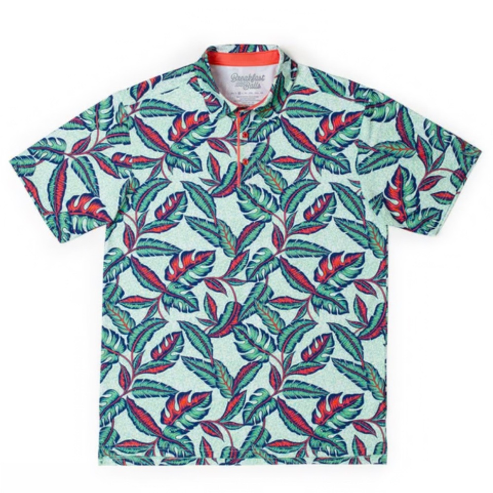 Green and Red Jersey with Classic Camp Collar